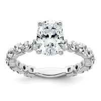 14K White Gold 3 Carat Lab Grown Diamond VS+ F+ Oval Complete Engagement Ring view 1