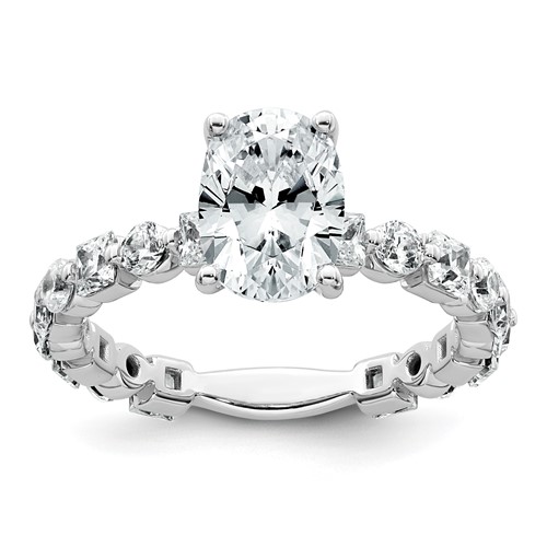 14K White Gold 3 Carat Lab Grown Diamond VS+ F+ Oval Complete Engagement Ring