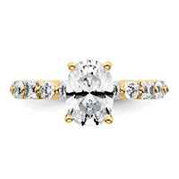 14K Yellow Gold 3 Carat Lab Grown Diamond VS+ F+ Oval Complete Engagement Ring view 4