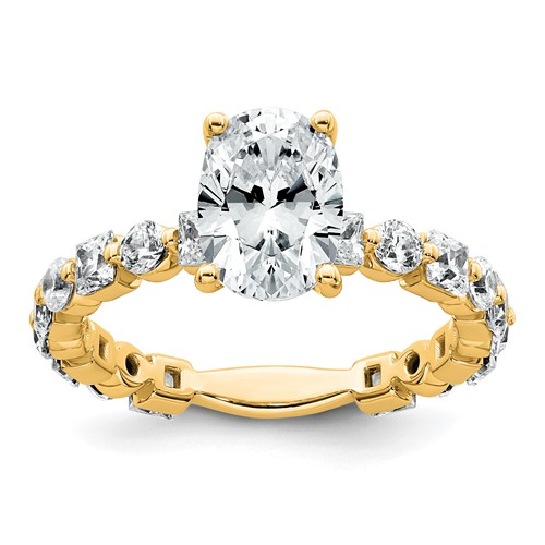 14K Yellow Gold 3 Carat Lab Grown Diamond VS+ F+ Oval Complete Engagement Ring