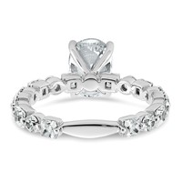 14K White Gold 3 Carat Certified Lab Grown Diamond VS+ F+ Oval Complete Engagement Ring view 5