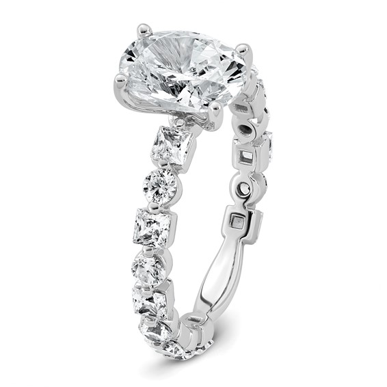 14k White Gold 3 carat Certified Lab Grown Diamond VS+ F+ Oval Complete Engagement Ring