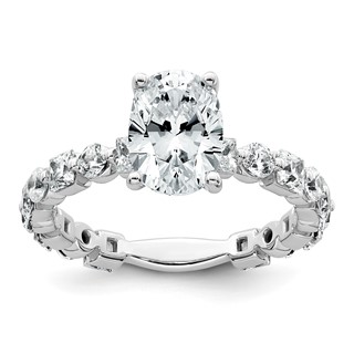 14k White Gold 3 carat Certified Lab Grown Diamond VS+ F+ Oval Complete Engagement Ring
