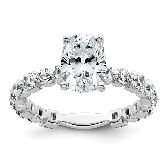 14k White Gold 3 carat Certified Lab Grown Diamond VS+ F+ Oval Complete Engagement Ring
