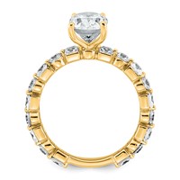 14K Yellow Gold 3 Carat Certified Lab Grown Diamond VS+ F+ Oval Complete Engagement Ring view 2