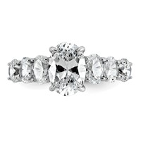 14K White Gold 3.88 Carat Lab Grown Diamond VS+ F+ Oval Complete Engagement Ring view 4