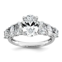 14K White Gold 3.88 Carat Lab Grown Diamond VS+ F+ Oval Complete Engagement Ring view 1