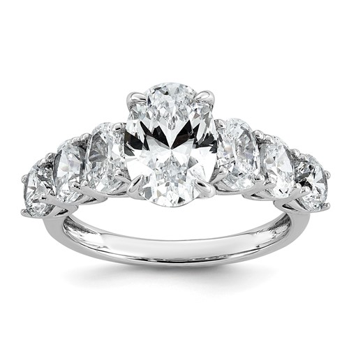 14K White Gold 3.88 Carat Lab Grown Diamond VS+ F+ Oval Complete Engagement Ring
