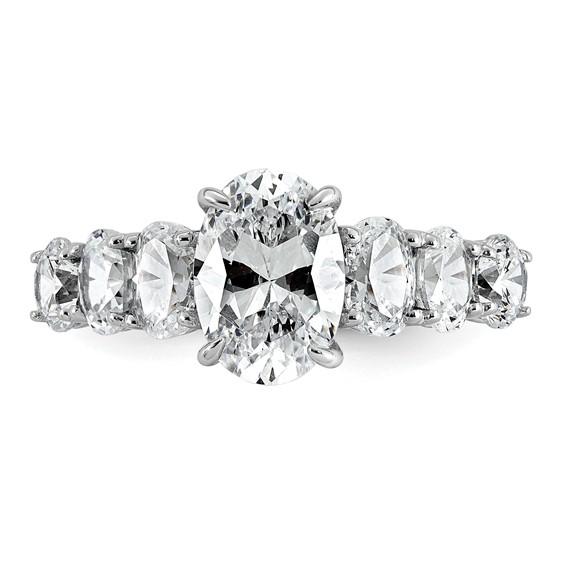 14k White Gold 3 7/8 carat Certified Lab Grown Diamond VS+ F+ Oval Complete Engagement Ring