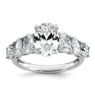 14k White Gold 3 7/8 carat Certified Lab Grown Diamond VS+ F+ Oval Complete Engagement Ring