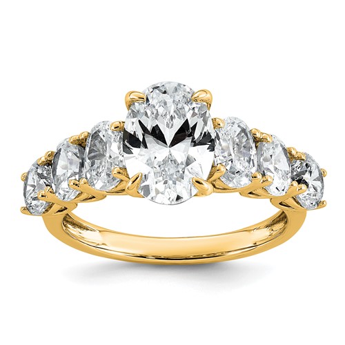 14K Yellow Gold 3.88 Carat Certified Lab Grown Diamond VS+ F+ Oval Complete Engagement Ring
