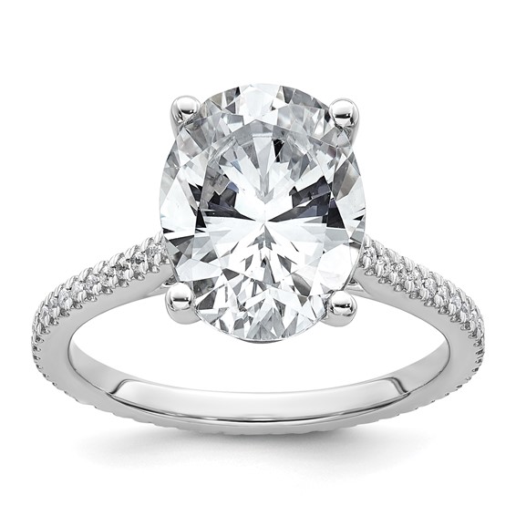 14k White Gold 4 1/4 carat Lab Grown Diamond VS+ F+ Oval Complete Engagement Ring