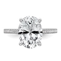 14K White Gold 4.25 Carat Certified Lab Grown Diamond VS+ F+ Oval Complete Engagement Ring view 4