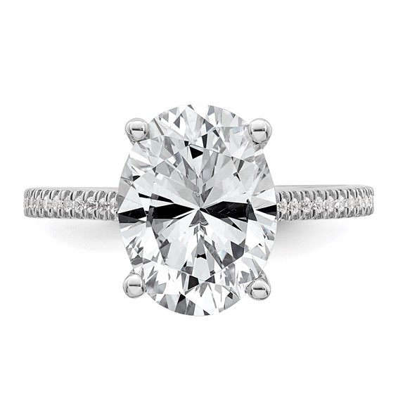 14k White Gold 4 1/4 carat Certified Lab Grown Diamond VS+ F+ Oval Complete Engagement Ring