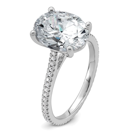 14k White Gold 4 1/4 carat Certified Lab Grown Diamond VS+ F+ Oval Complete Engagement Ring