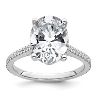 14K White Gold 4.25 Carat Certified Lab Grown Diamond VS+ F+ Oval Complete Engagement Ring view 1
