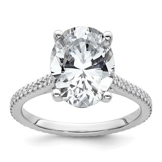 14k White Gold 4 1/4 carat Certified Lab Grown Diamond VS+ F+ Oval Complete Engagement Ring