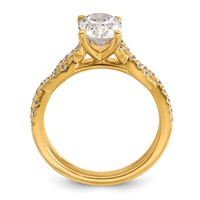 14K Yellow Gold 1.88 Carat Lab Grown Diamond VS+ F+ Oval Complete Engagement Ring view 2