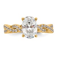 14K Yellow Gold 1.88 Carat Lab Grown Diamond VS+ F+ Oval Complete Engagement Ring view 4