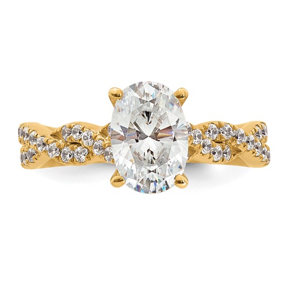 14k 1 7/8 carat Lab Grown Diamond VS+ F+ Oval Complete Engagement Ring