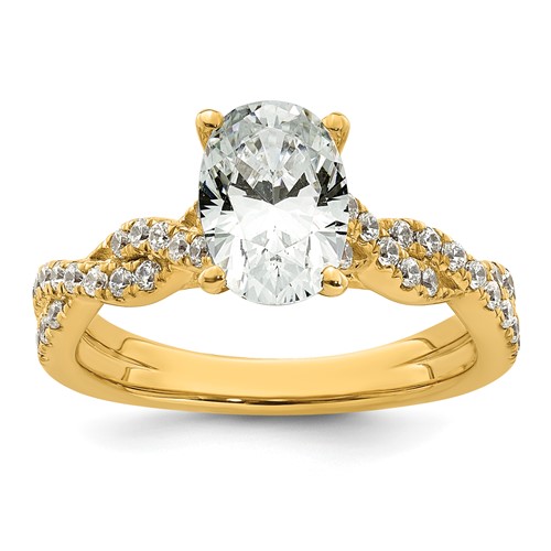 14K Yellow Gold 1.88 Carat Lab Grown Diamond VS+ F+ Oval Complete Engagement Ring