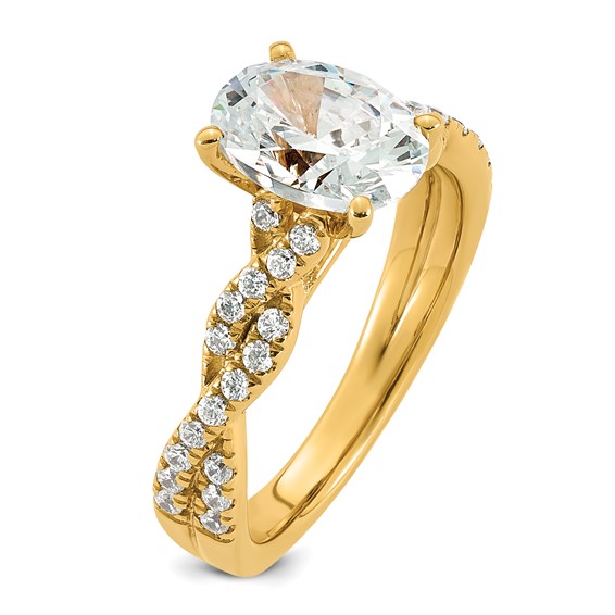 14k 1 7/8 carat Certified Lab Grown Diamond VS+ F+ Oval Complete Engagement Ring