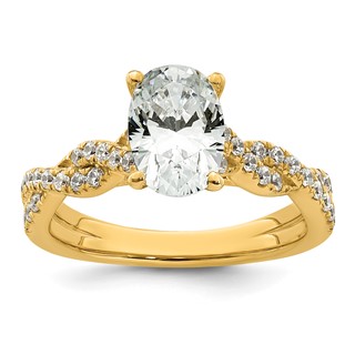 14k 1 7/8 carat Certified Lab Grown Diamond VS+ F+ Oval Complete Engagement Ring