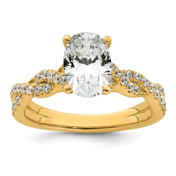 14k 1 7/8 carat Certified Lab Grown Diamond VS+ F+ Oval Complete Engagement Ring