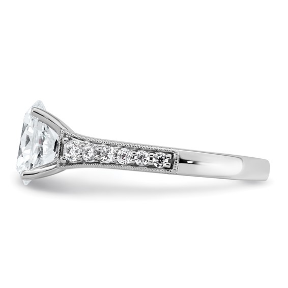 14k White Gold 1 7/8 carat Lab Grown Diamond VS+ F+ Oval Complete Engagement Ring