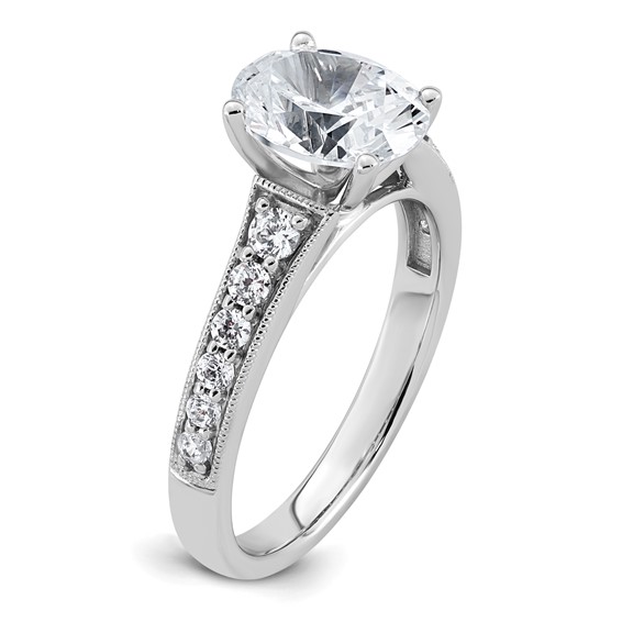 14k White Gold 1 7/8 carat Lab Grown Diamond VS+ F+ Oval Complete Engagement Ring