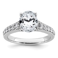 14K White Gold 1.88 Carat Lab Grown Diamond VS+ F+ Oval Complete Engagement Ring view 1