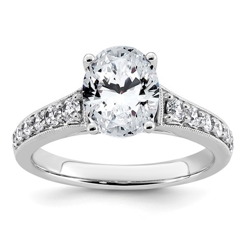 14K White Gold 1.88 Carat Lab Grown Diamond VS+ F+ Oval Complete Engagement Ring