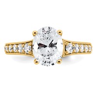 14K Yellow Gold 1.88 Carat Lab Grown Diamond VS+ F+ Oval Complete Engagement Ring view 4