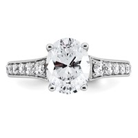 14K White Gold 1.88 Carat Certified Lab Grown Diamond VS+ F+ Oval Complete Engagement Ring view 4
