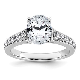 14k White Gold 1 7/8 carat Certified Lab Grown Diamond VS+ F+ Oval Complete Engagement Ring