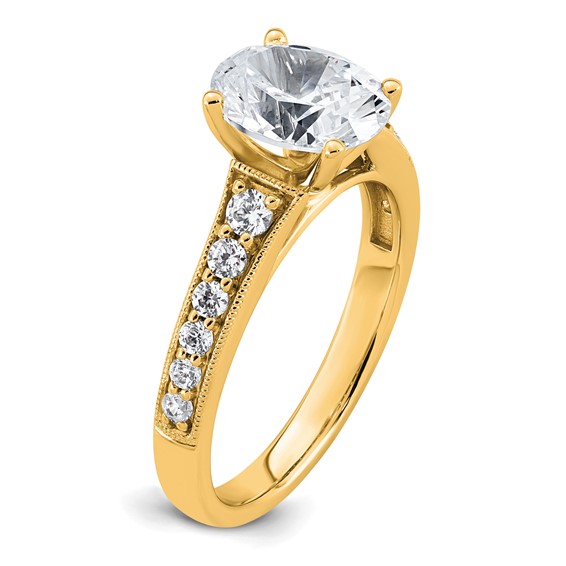 14k 1 7/8 carat Certified Lab Grown Diamond VS+ F+ Oval Complete Engagement Ring