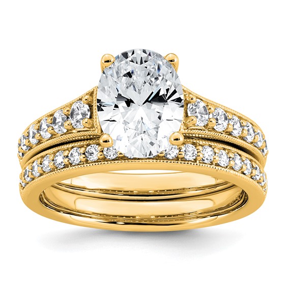 14k 1 7/8 carat Certified Lab Grown Diamond VS+ F+ Oval Complete Engagement Ring