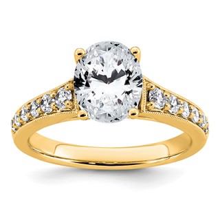 14k 1 7/8 carat Certified Lab Grown Diamond VS+ F+ Oval Complete Engagement Ring