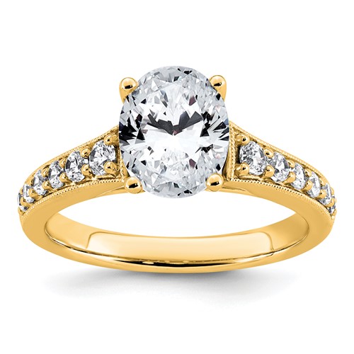 14K Yellow Gold 1.88 Carat Certified Lab Grown Diamond VS+ F+ Oval Complete Engagement Ring