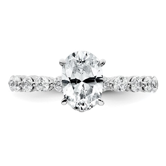 14k White Gold 2 5/8 carat Certified Lab Grown Diamond VS+ F+ Oval Complete Engagement Ring