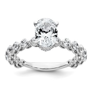 14k White Gold 2 5/8 carat Certified Lab Grown Diamond VS+ F+ Oval Complete Engagement Ring