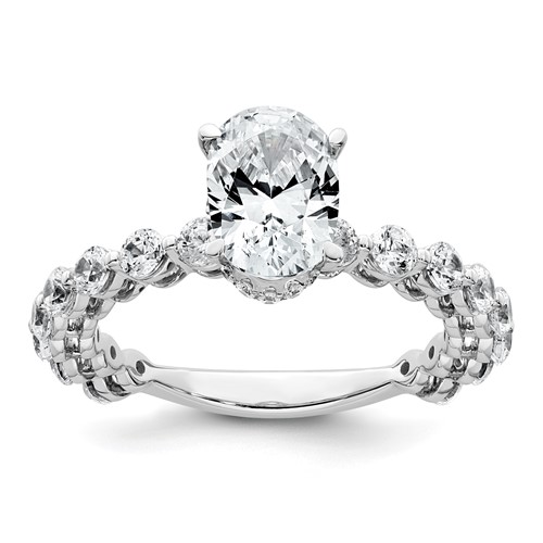 14K White Gold 2.62 Carat Certified Lab Grown Diamond VS+ F+ Oval Complete Engagement Ring