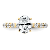 14K Yellow Gold 2.62 Carat Certified Lab Grown Diamond VS+ F+ Oval Complete Engagement Ring view 4
