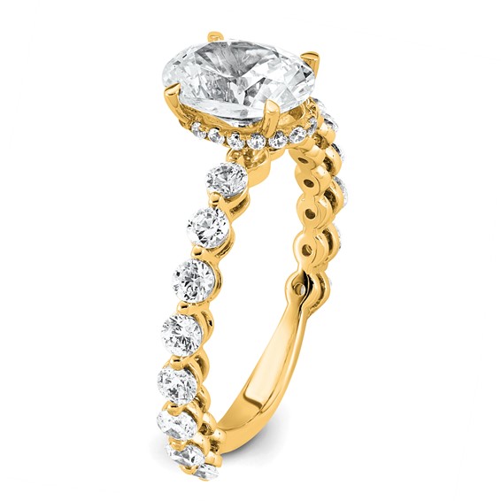 14k 2 5/8 carat Certified Lab Grown Diamond VS+ F+ Oval Complete Engagement Ring
