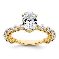 14K Yellow Gold 2.62 Carat Certified Lab Grown Diamond VS+ F+ Oval Complete Engagement Ring view 1