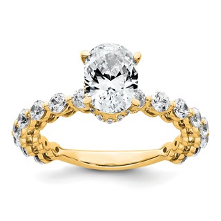 14k 2 5/8 carat Certified Lab Grown Diamond VS+ F+ Oval Complete Engagement Ring
