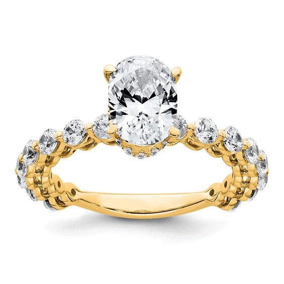 14k 2 5/8 carat Certified Lab Grown Diamond VS+ F+ Oval Complete Engagement Ring