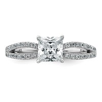 14K White Gold 1.25 Carat Lab Grown Diamond VS+ F+ Princess Complete Engagement Ring view 4