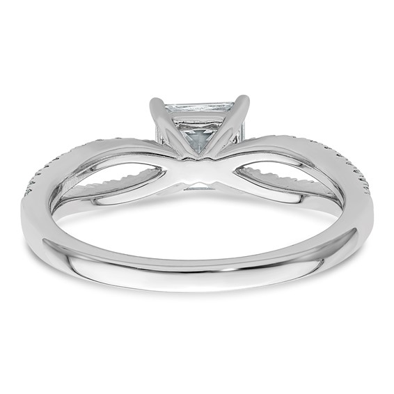 14k White Gold 1 1/4 carat Lab Grown Diamond VS+ F+ Princess Complete Engagement Ring