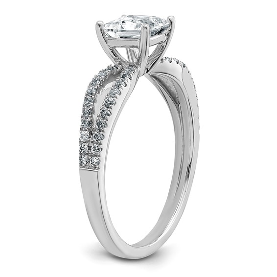 14k White Gold 1 1/4 carat Lab Grown Diamond VS+ F+ Princess Complete Engagement Ring